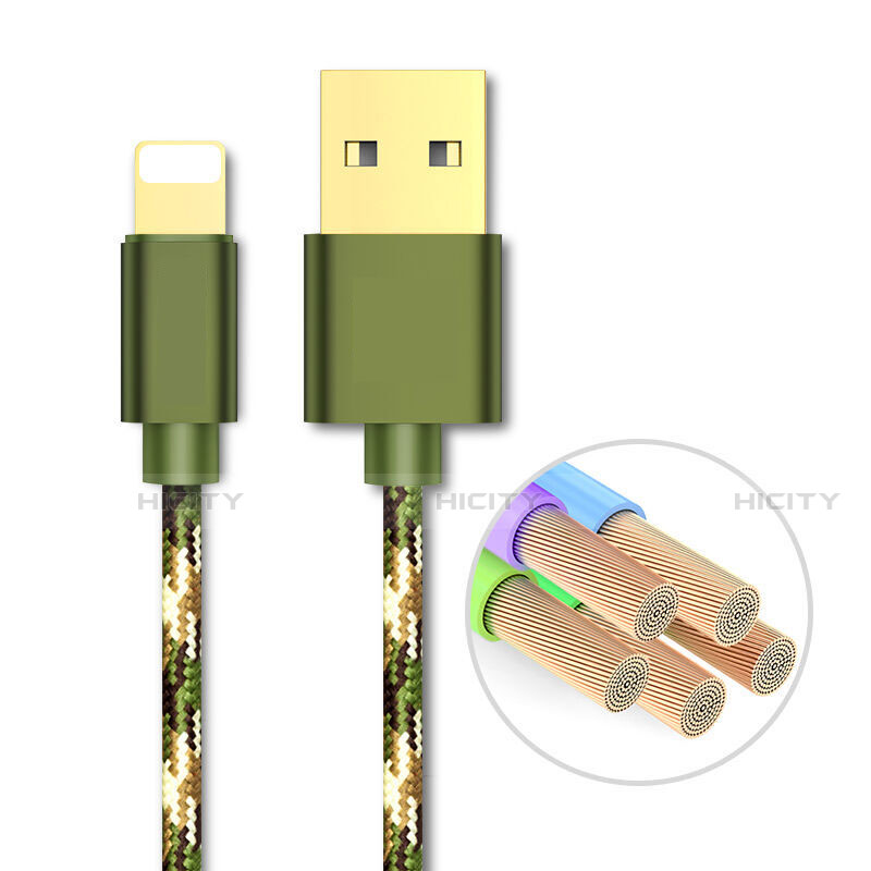 Cargador Cable USB Carga y Datos L03 para Apple iPhone 12 Pro Verde