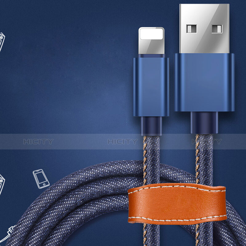 Cargador Cable USB Carga y Datos L04 para Apple iPhone 5S Azul