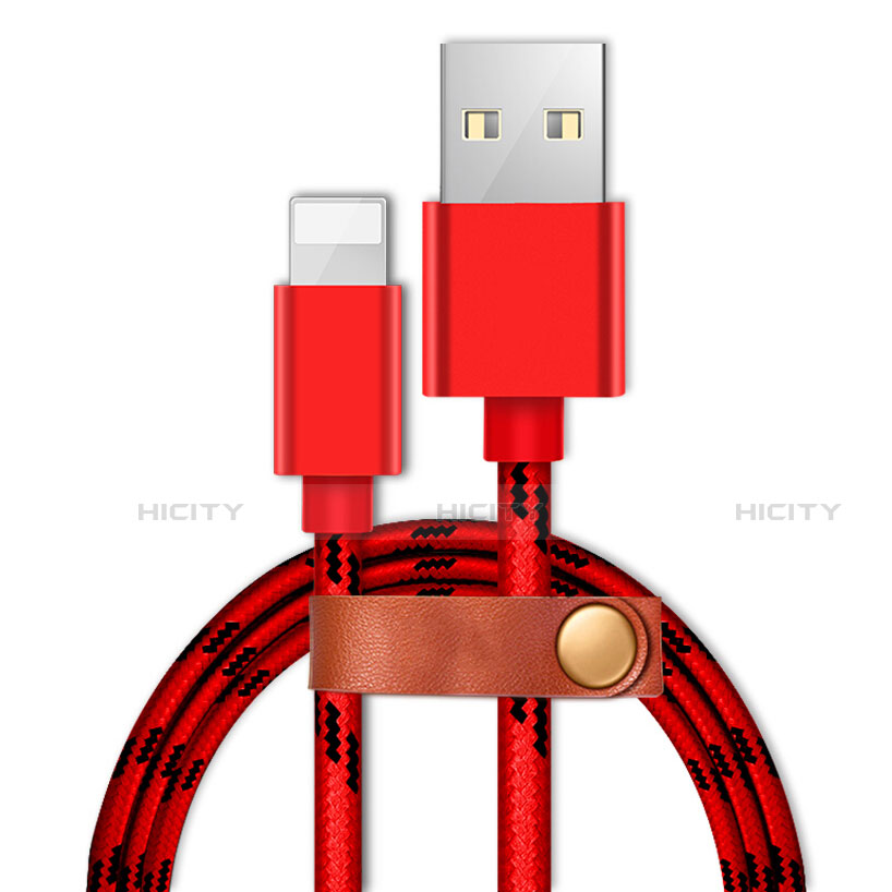 Cargador Cable USB Carga y Datos L05 para Apple iPhone 12 Max Rojo