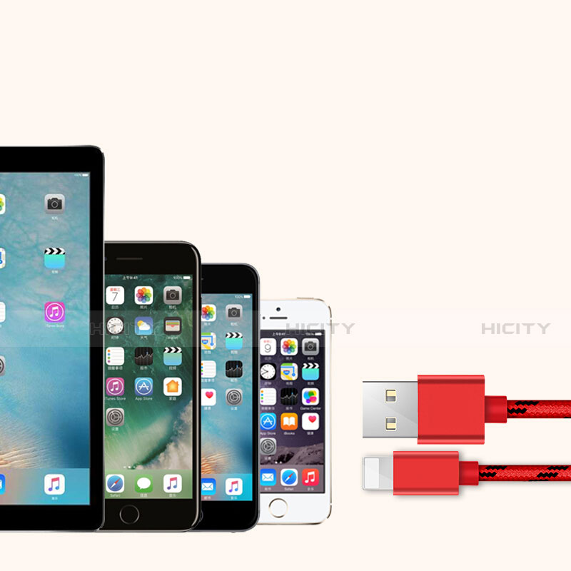 Cargador Cable USB Carga y Datos L05 para Apple iPhone 12 Mini Rojo