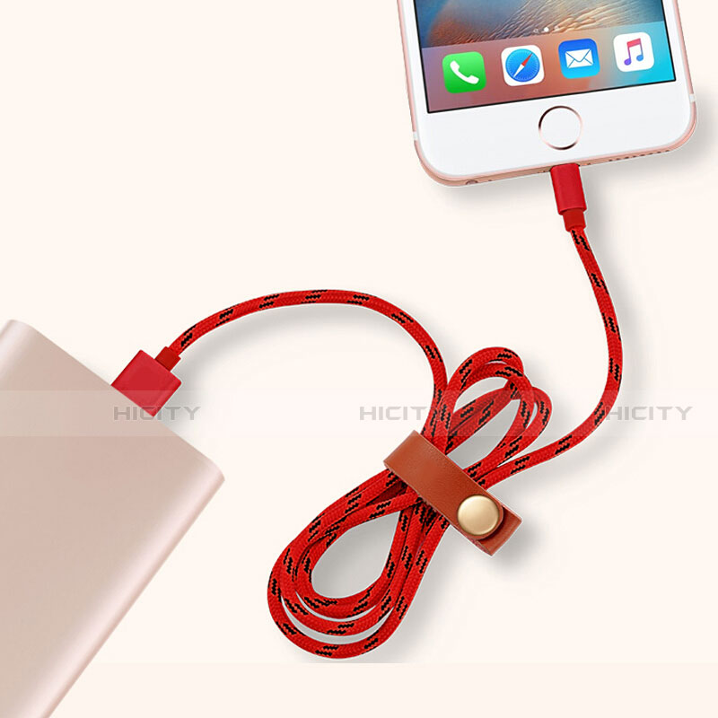 Cargador Cable USB Carga y Datos L05 para Apple iPhone 13 Pro Rojo