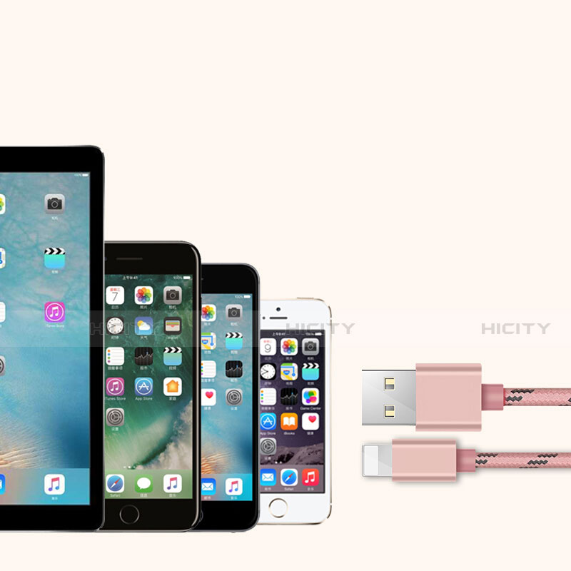 Cargador Cable USB Carga y Datos L05 para Apple iPhone SE (2020) Rosa