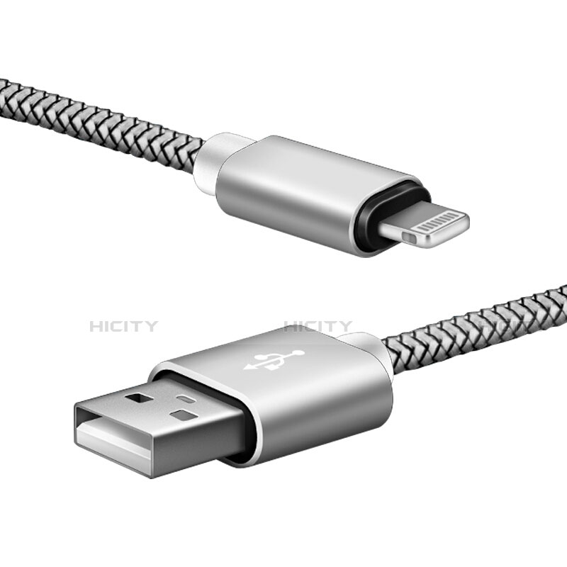 Cargador Cable USB Carga y Datos L07 para Apple iPhone 12 Plata