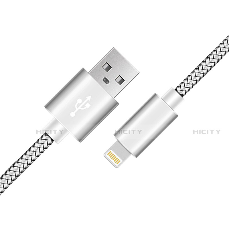 Cargador Cable USB Carga y Datos L07 para Apple iPhone 12 Pro Max Plata