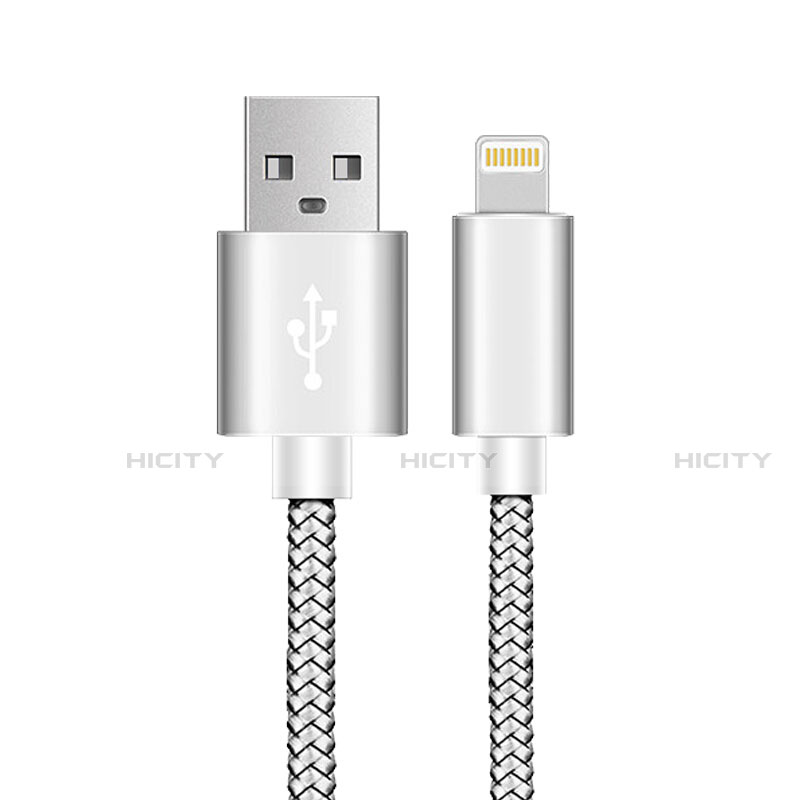 Cargador Cable USB Carga y Datos L07 para Apple iPhone 13 Pro Max Plata