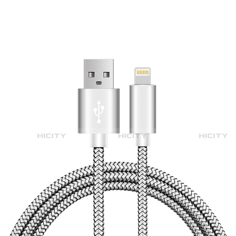 Cargador Cable USB Carga y Datos L07 para Apple iPhone 13 Pro Plata