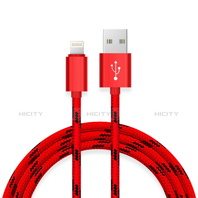 Cargador Cable USB Carga y Datos L10 para Apple iPad Pro 12.9 (2020) Rojo