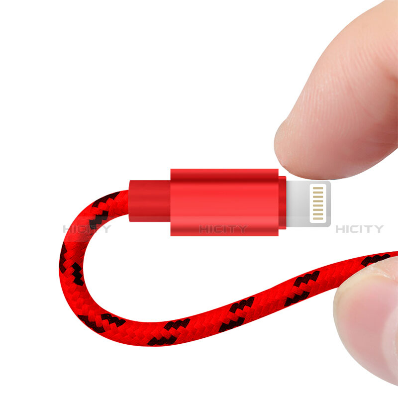 Cargador Cable USB Carga y Datos L10 para Apple iPhone 12 Pro Rojo