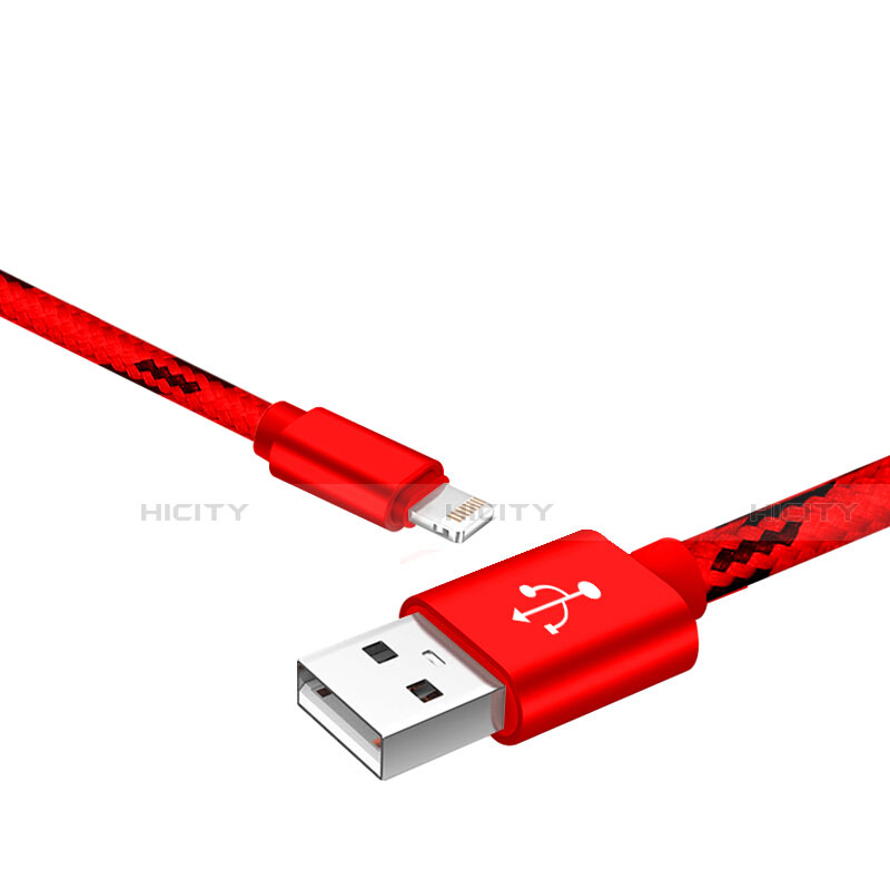Cargador Cable USB Carga y Datos L10 para Apple iPhone SE3 ((2022)) Rojo