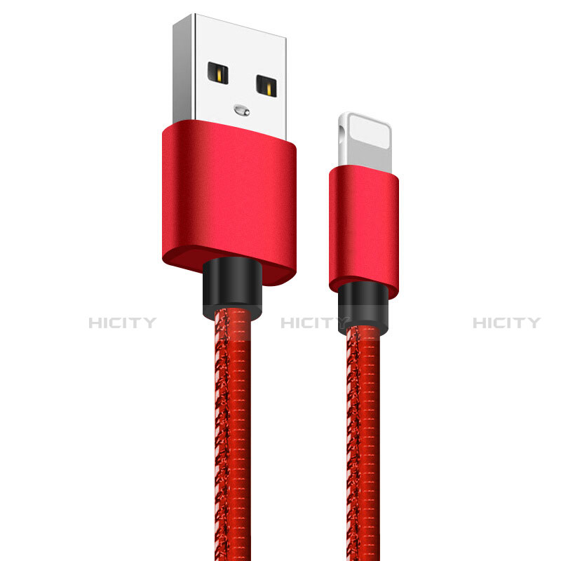 Cargador Cable USB Carga y Datos L11 para Apple iPhone 12 Pro Rojo