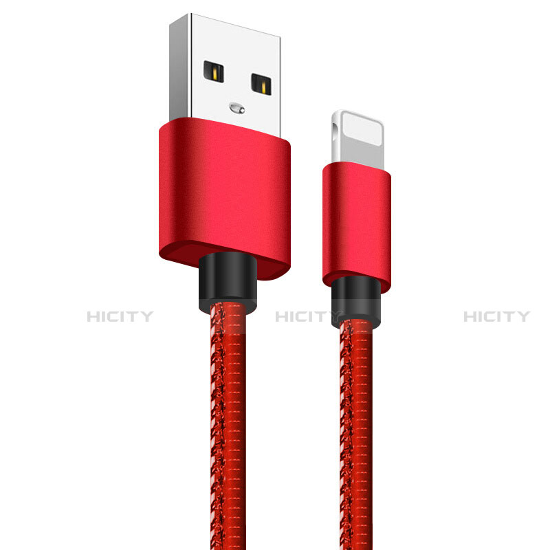 Cargador Cable USB Carga y Datos L11 para Apple iPhone 14 Pro Max Rojo