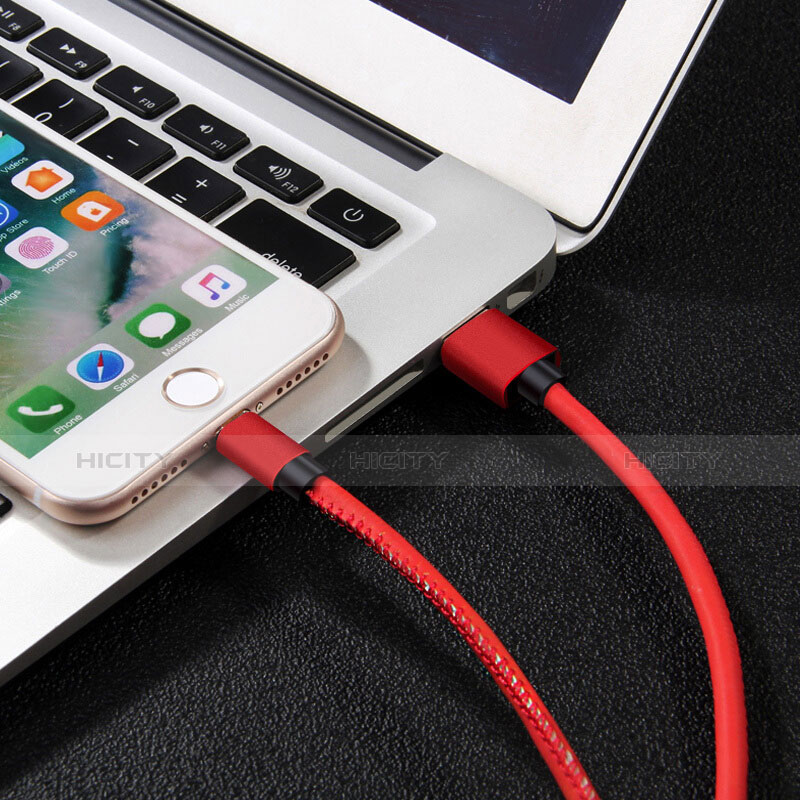 Cargador Cable USB Carga y Datos L11 para Apple iPhone 8 Plus Rojo