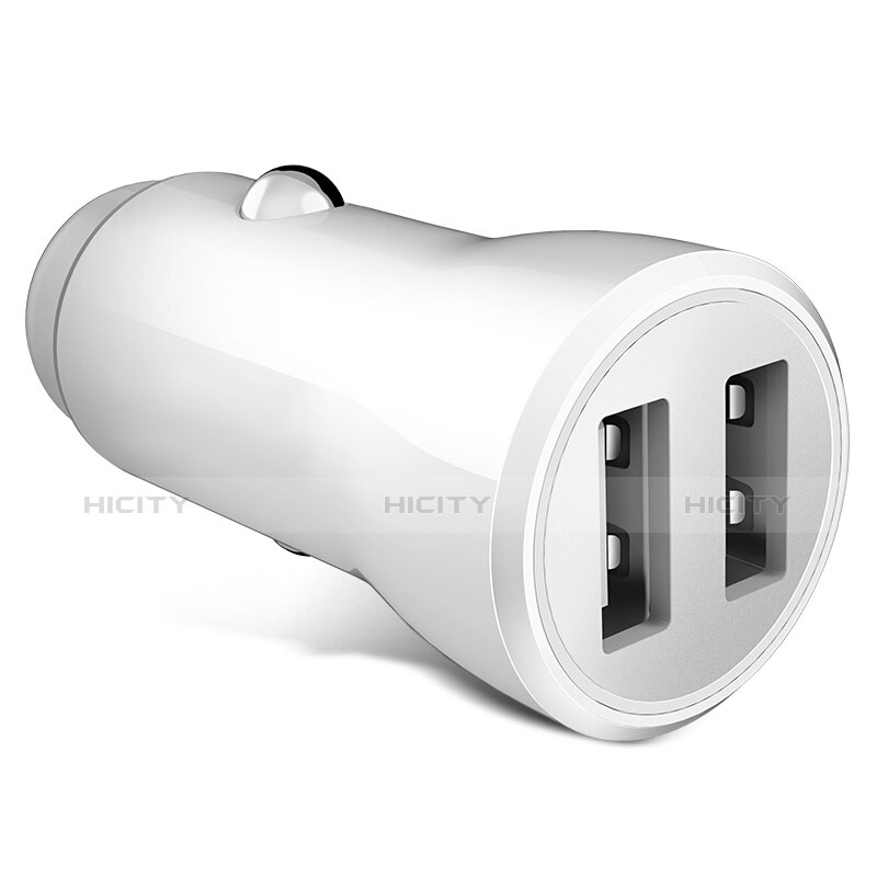 Cargador de Mechero 2.4A Adaptador Coche Doble Puerto USB Carga Rapida Universal Blanco