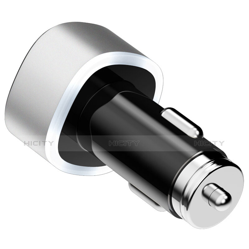 Cargador de Mechero 4.8A Adaptador Coche Doble Puerto USB Carga Rapida Universal Plata