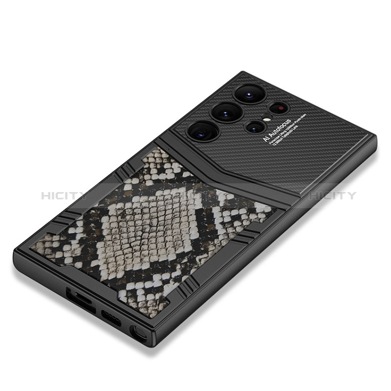 Funda Bumper Lujo Cuero y Plastico Mate Carcasa AC5 para Samsung Galaxy S21 Ultra 5G Negro