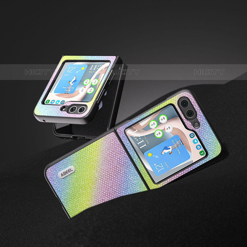 Funda Bumper Lujo Cuero y Plastico Mate Carcasa AD1 para Samsung Galaxy Z Flip5 5G