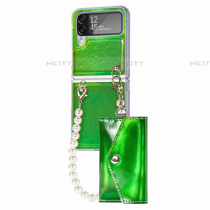 Funda Bumper Lujo Cuero y Plastico Mate Carcasa B02 para Samsung Galaxy Z Flip4 5G