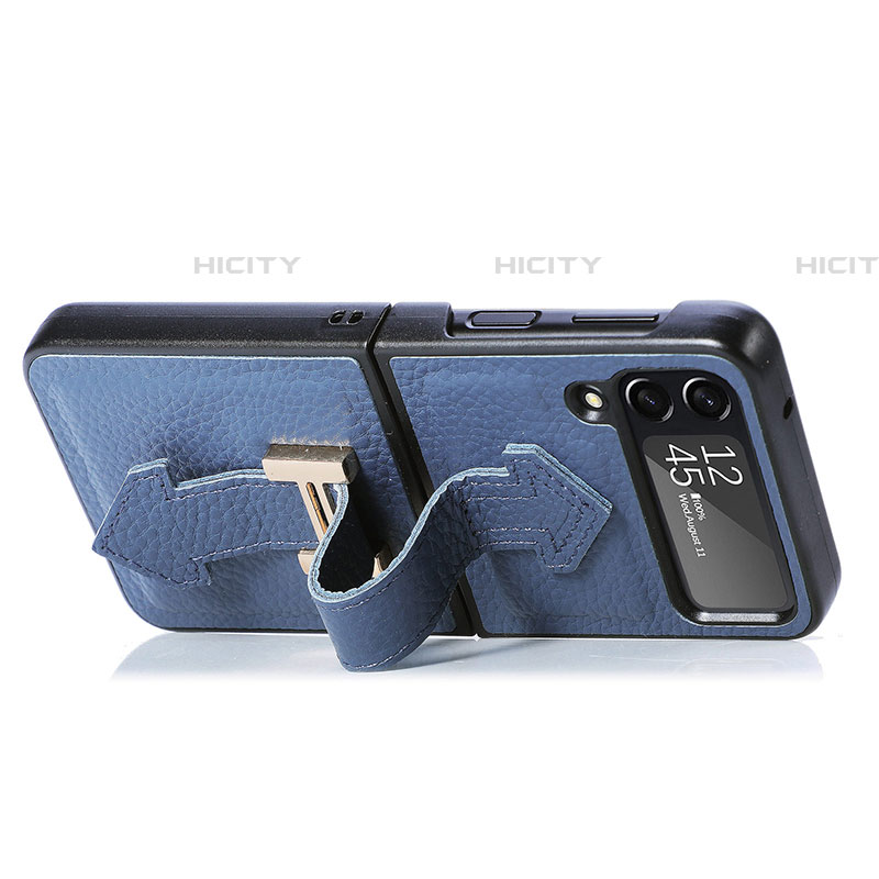 Funda Bumper Lujo Cuero y Plastico Mate Carcasa B04 para Samsung Galaxy Z Flip4 5G