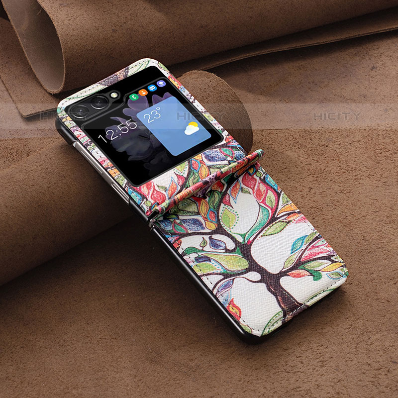 Funda Bumper Lujo Cuero y Plastico Mate Carcasa BF2 para Samsung Galaxy Z Flip5 5G Rosa