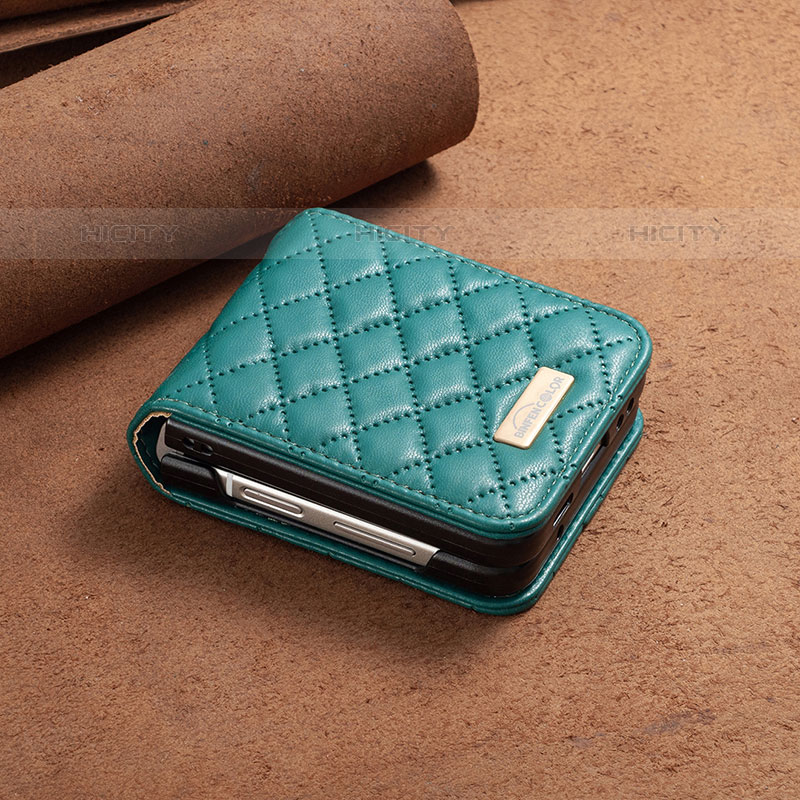 Funda Bumper Lujo Cuero y Plastico Mate Carcasa BF6 para Samsung Galaxy Z Flip5 5G