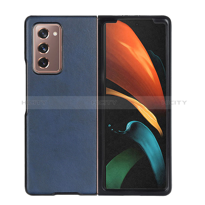 Funda Bumper Lujo Cuero y Plastico Mate Carcasa BH4 para Samsung Galaxy Z Fold2 5G Azul