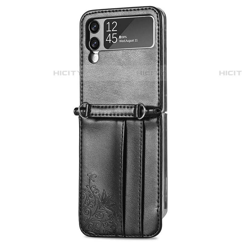 Funda Bumper Lujo Cuero y Plastico Mate Carcasa C01 para Samsung Galaxy Z Flip4 5G