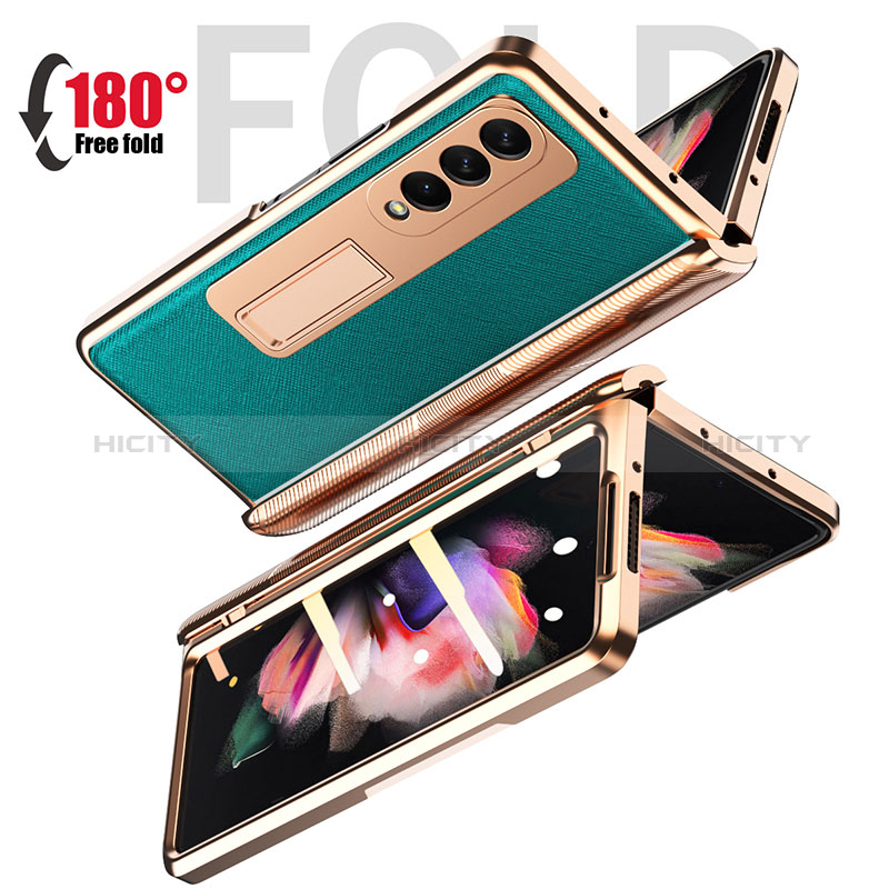 Funda Bumper Lujo Cuero y Plastico Mate Carcasa C01 para Samsung Galaxy Z Fold3 5G