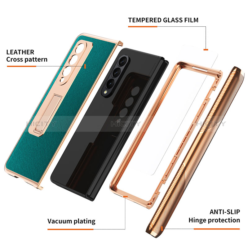 Funda Bumper Lujo Cuero y Plastico Mate Carcasa C01 para Samsung Galaxy Z Fold3 5G