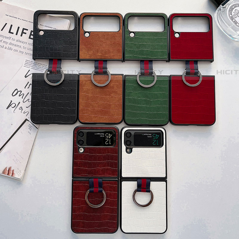 Funda Bumper Lujo Cuero y Plastico Mate Carcasa C02 para Samsung Galaxy Z Flip4 5G