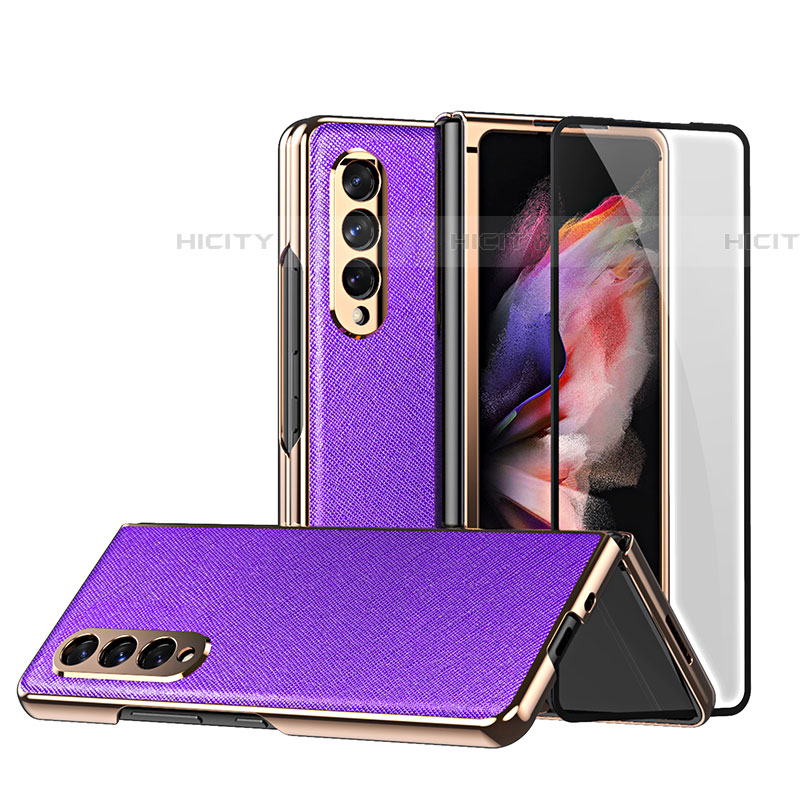 Funda Bumper Lujo Cuero y Plastico Mate Carcasa C02 para Samsung Galaxy Z Fold4 5G