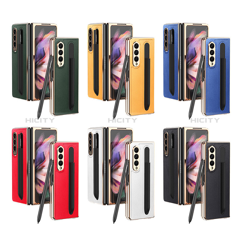 Funda Bumper Lujo Cuero y Plastico Mate Carcasa C04 para Samsung Galaxy Z Fold3 5G