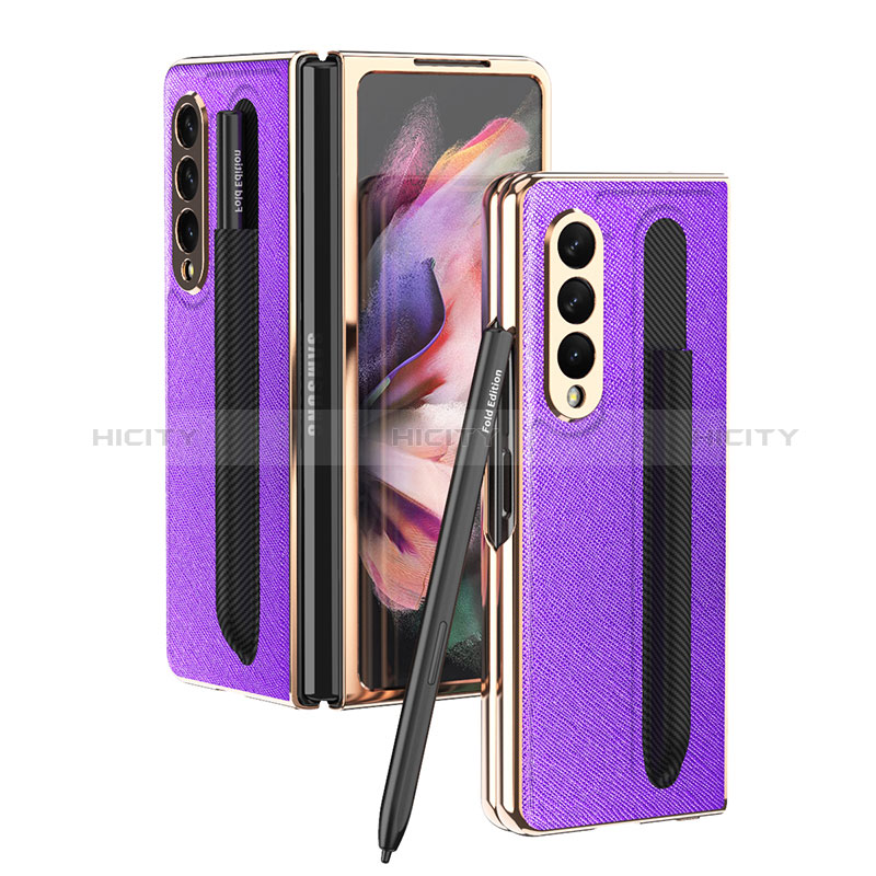 Funda Bumper Lujo Cuero y Plastico Mate Carcasa C05 para Samsung Galaxy Z Fold3 5G