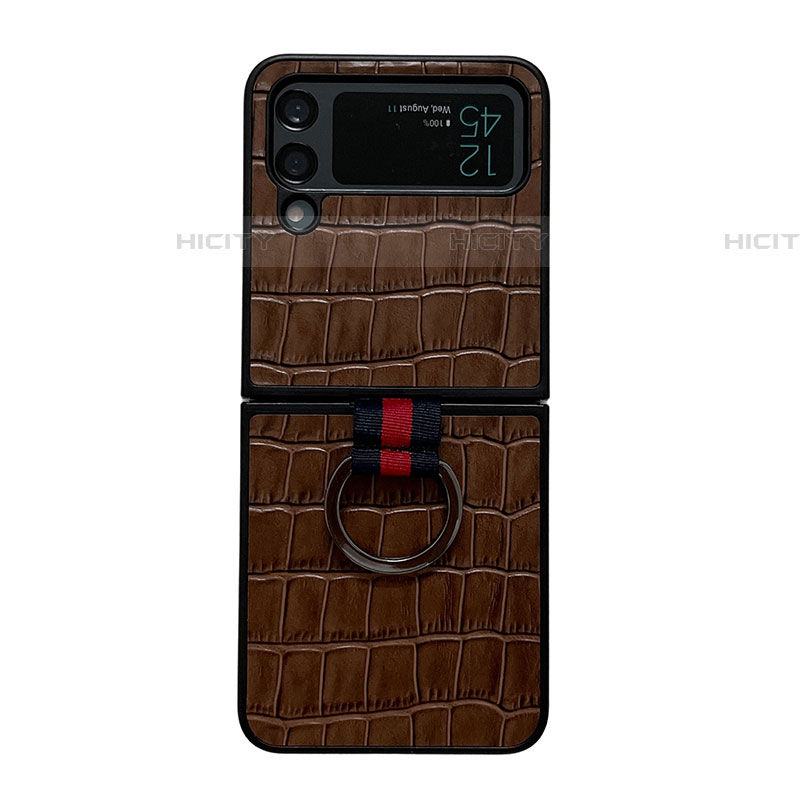 Funda Bumper Lujo Cuero y Plastico Mate Carcasa C06 para Samsung Galaxy Z Flip4 5G