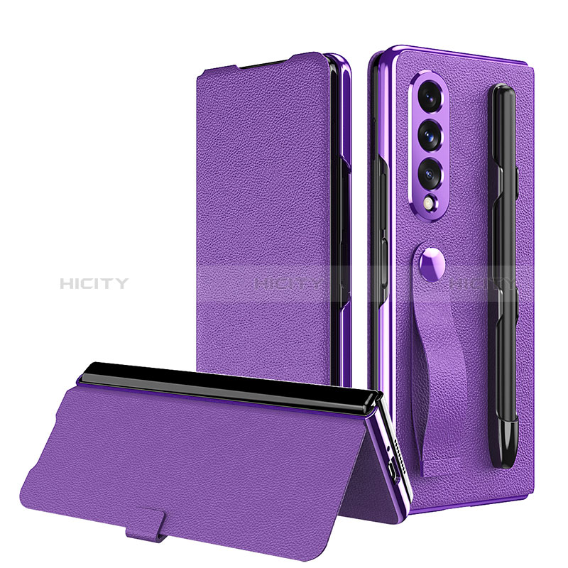 Funda Bumper Lujo Cuero y Plastico Mate Carcasa C06 para Samsung Galaxy Z Fold3 5G