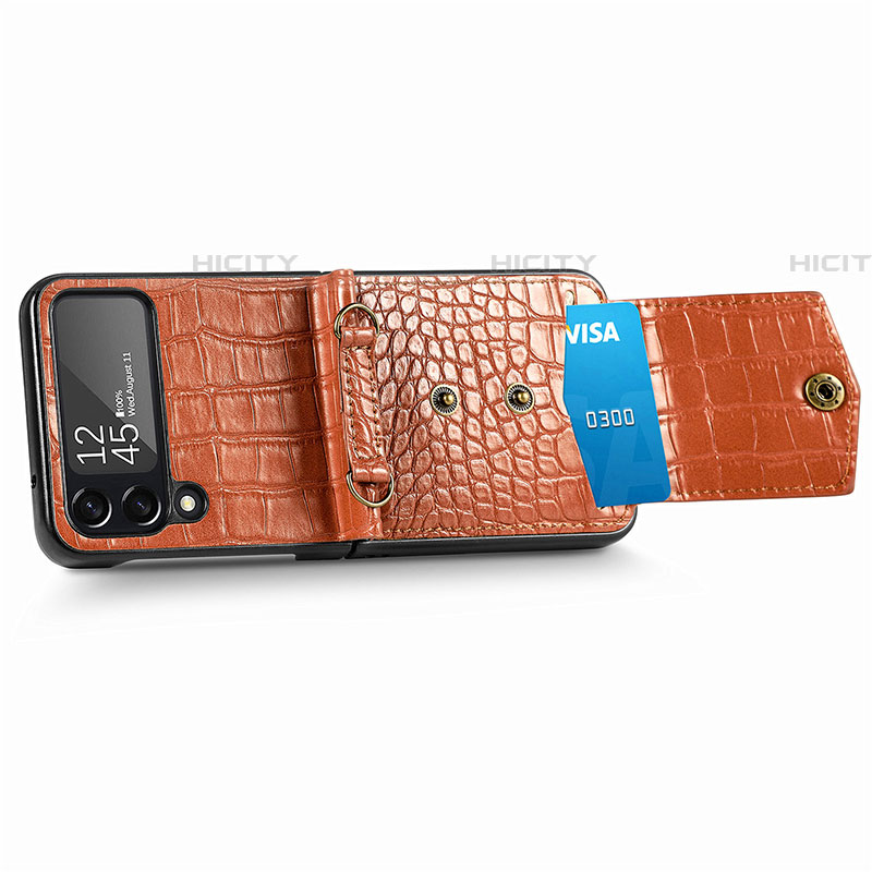 Funda Bumper Lujo Cuero y Plastico Mate Carcasa H03 para Samsung Galaxy Z Flip4 5G