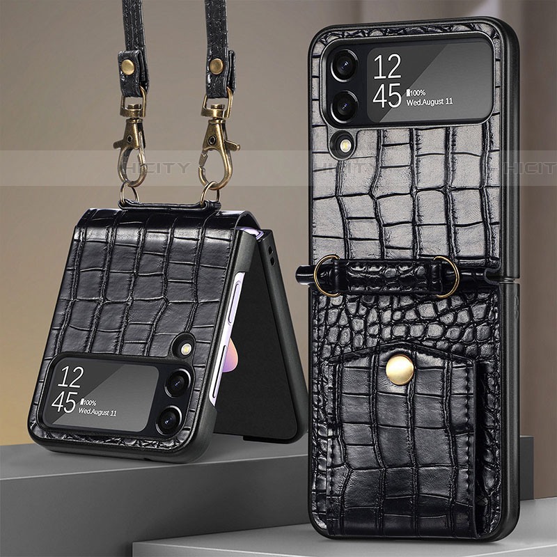 Funda Bumper Lujo Cuero y Plastico Mate Carcasa H03 para Samsung Galaxy Z Flip4 5G