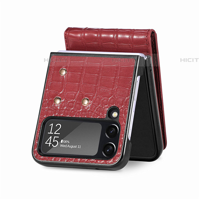 Funda Bumper Lujo Cuero y Plastico Mate Carcasa H04 para Samsung Galaxy Z Flip4 5G