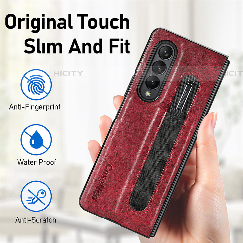 Funda Bumper Lujo Cuero y Plastico Mate Carcasa H04 para Samsung Galaxy Z Fold4 5G