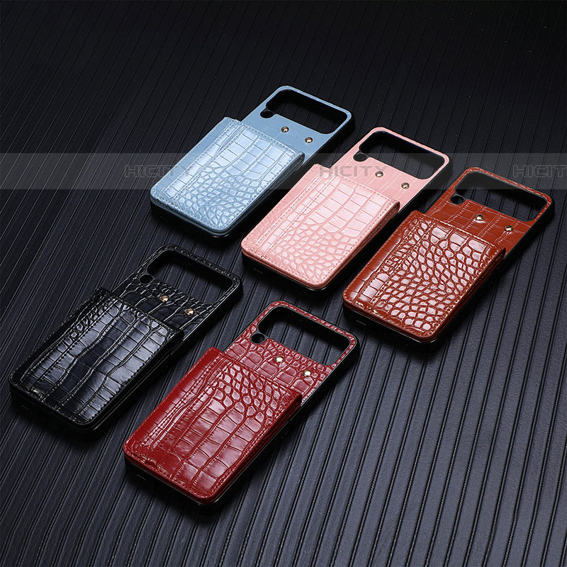 Funda Bumper Lujo Cuero y Plastico Mate Carcasa H05 para Samsung Galaxy Z Flip4 5G