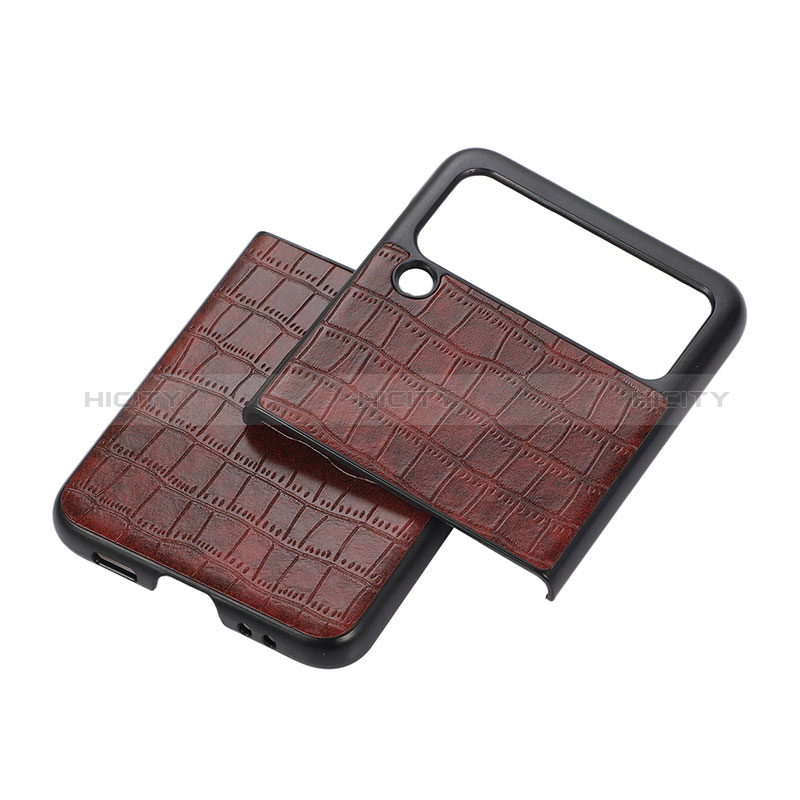 Funda Bumper Lujo Cuero y Plastico Mate Carcasa H06 para Samsung Galaxy Z Flip3 5G