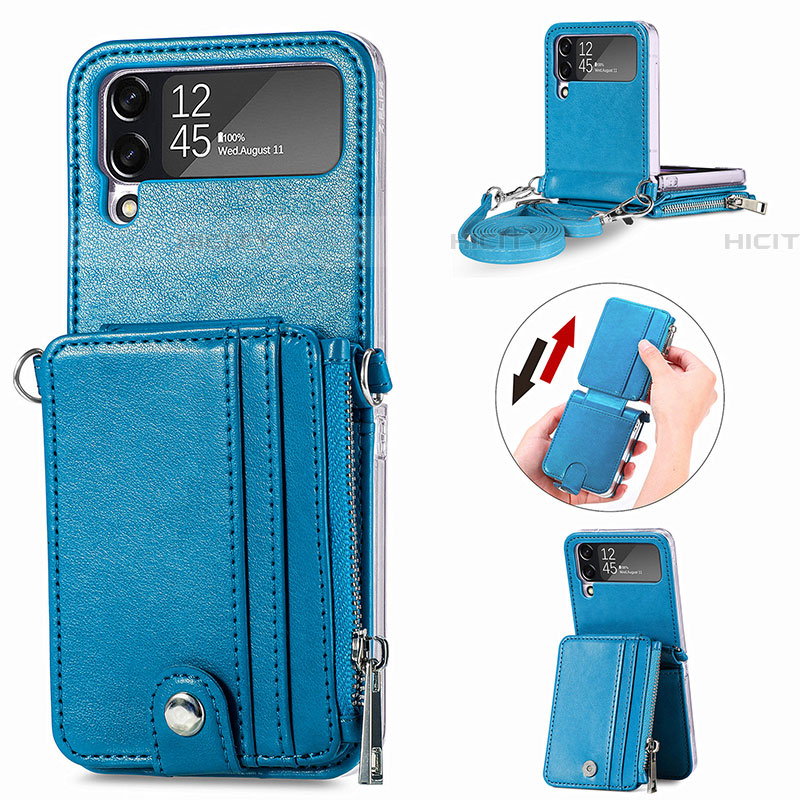 Funda Bumper Lujo Cuero y Plastico Mate Carcasa H06 para Samsung Galaxy Z Flip4 5G