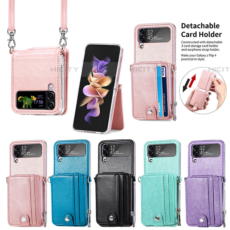Funda Bumper Lujo Cuero y Plastico Mate Carcasa H06 para Samsung Galaxy Z Flip4 5G