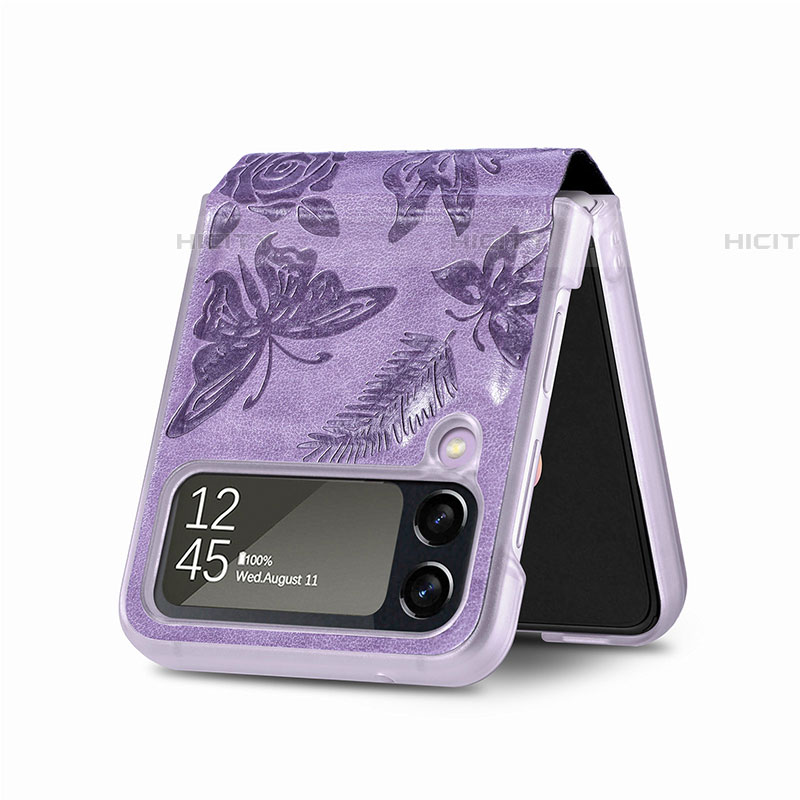 Funda Bumper Lujo Cuero y Plastico Mate Carcasa H07 para Samsung Galaxy Z Flip4 5G