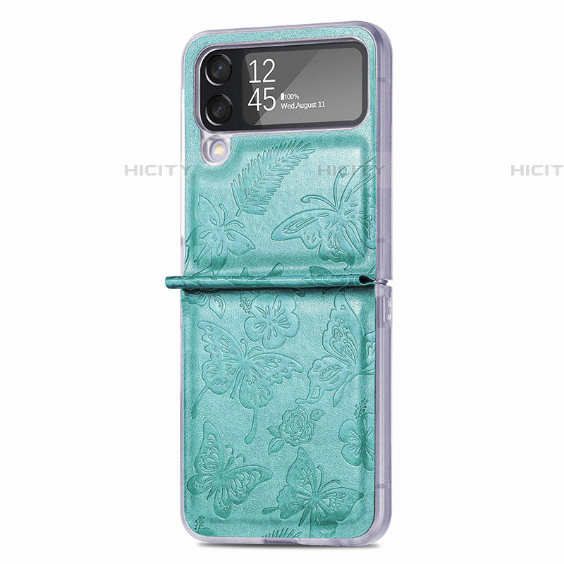 Funda Bumper Lujo Cuero y Plastico Mate Carcasa H07 para Samsung Galaxy Z Flip4 5G Verde