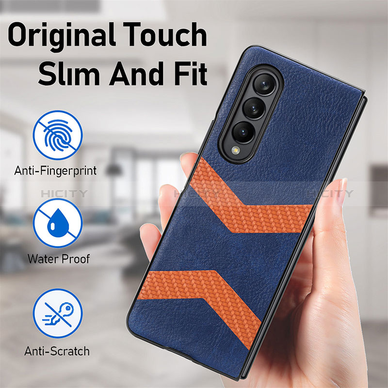 Funda Bumper Lujo Cuero y Plastico Mate Carcasa H09 para Samsung Galaxy Z Fold3 5G