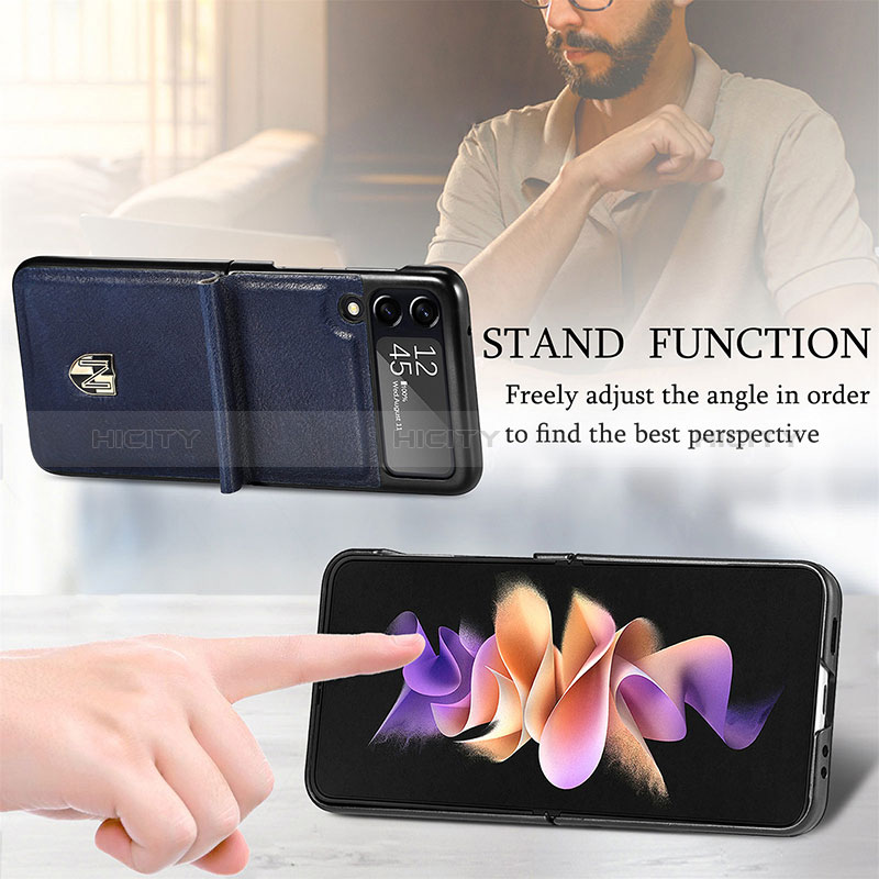 Funda Bumper Lujo Cuero y Plastico Mate Carcasa L08 para Samsung Galaxy Z Flip3 5G