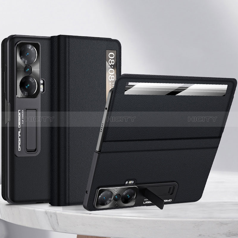 Funda Bumper Lujo Cuero y Plastico Mate Carcasa para Huawei Honor Magic Vs Ultimate 5G Negro