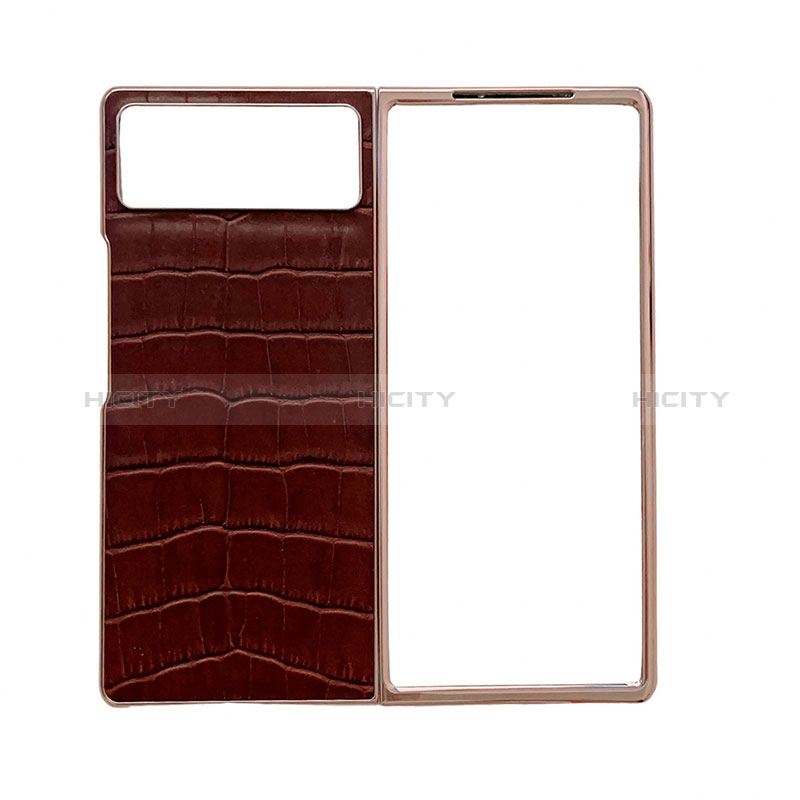 Funda Bumper Lujo Cuero y Plastico Mate Carcasa para Xiaomi Mix Fold 2 5G Marron