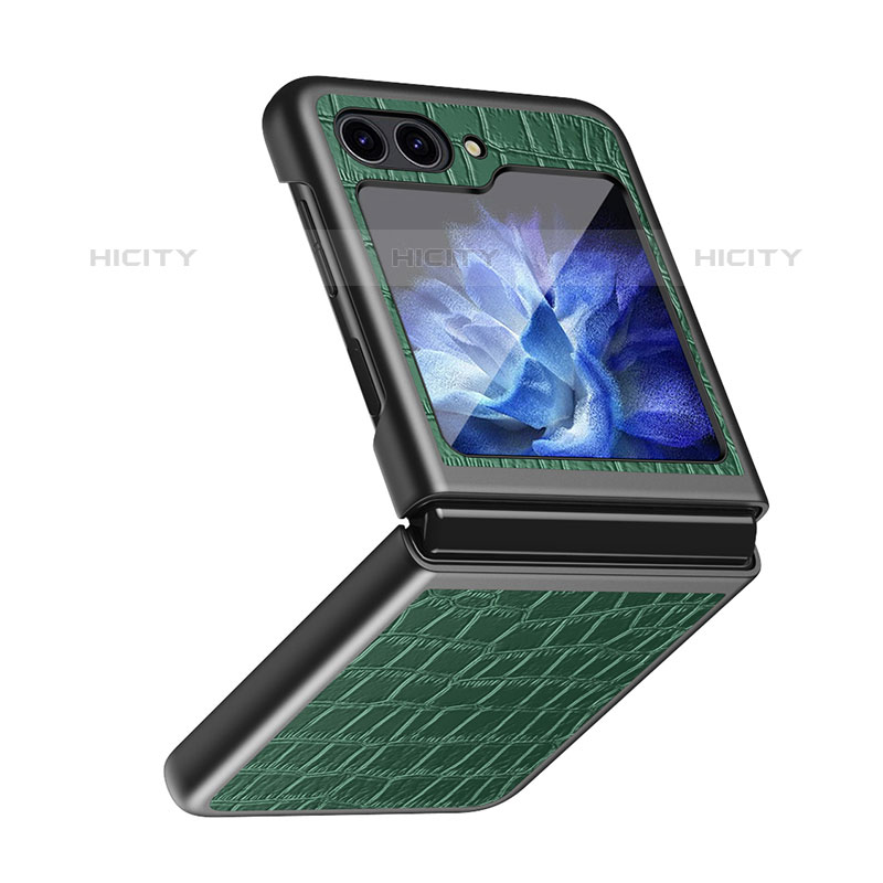 Funda Bumper Lujo Cuero y Plastico Mate Carcasa QH4 para Samsung Galaxy Z Flip5 5G