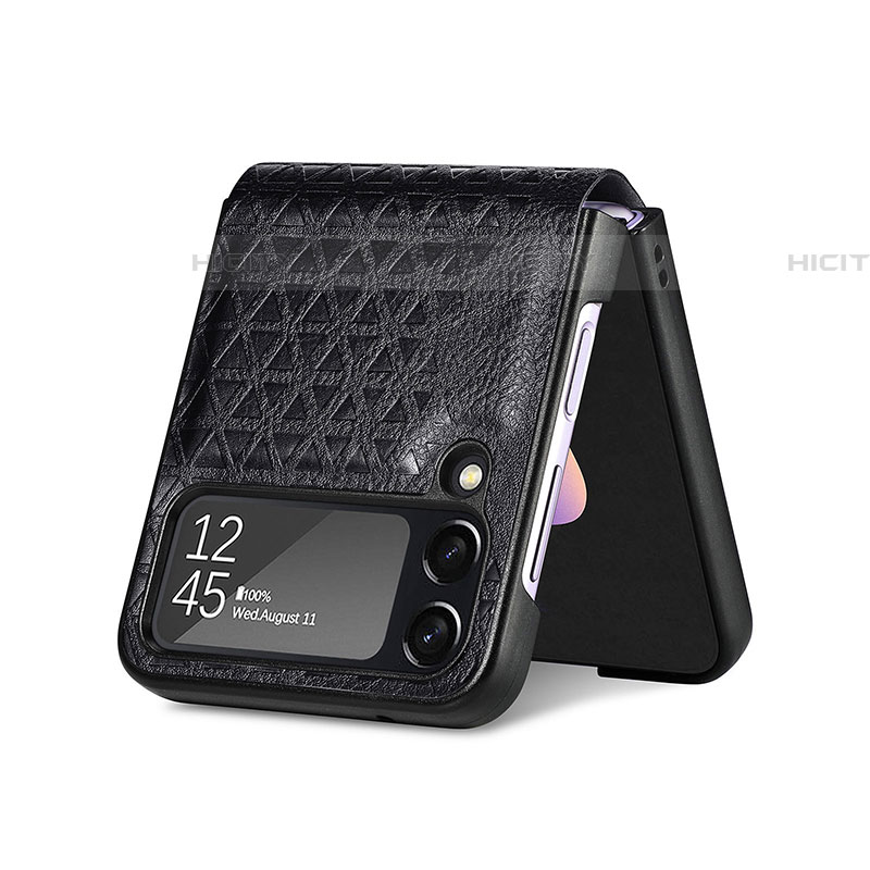 Funda Bumper Lujo Cuero y Plastico Mate Carcasa R02 para Samsung Galaxy Z Flip4 5G